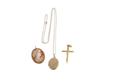 Lot 146 - A GOLD CRUCIFIX, together with an 18ct gold...