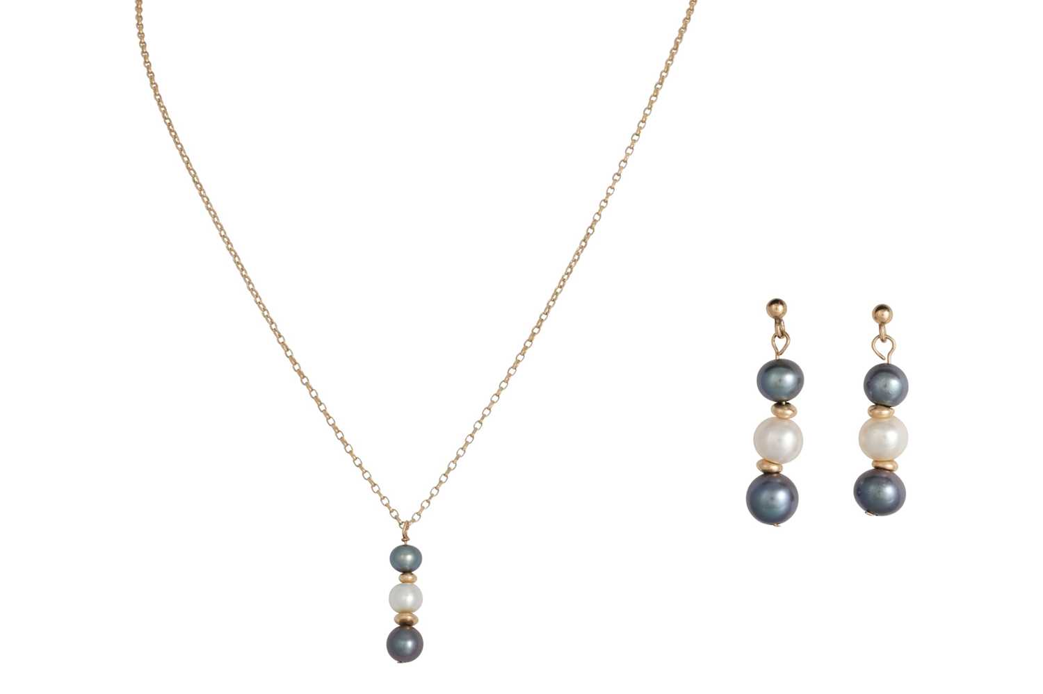 Lot 158 - A TWO COLOUR CULTURED PEARL SET, to include a...