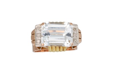 Lot 125 - A RETRO TOPAZ AND DIAMOND COCKTAIL RING, of...