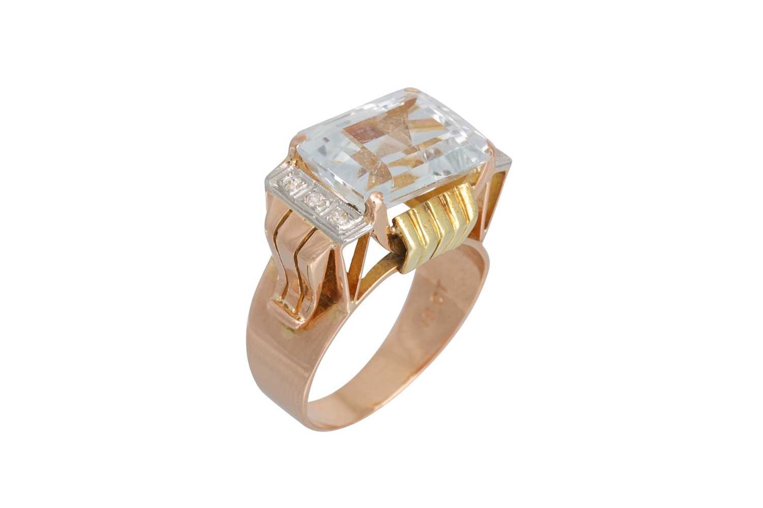 Lot 125 - A RETRO TOPAZ AND DIAMOND COCKTAIL RING, of...