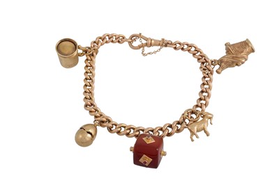 Lot 259 - AN ANTIQUE 9CT ROSE GOLD BRACELET, with 9ct...