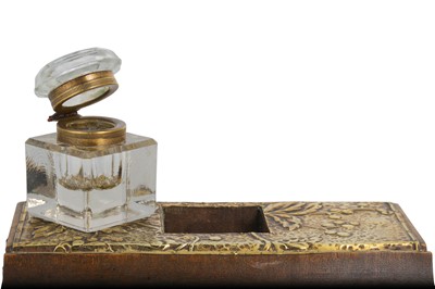 Lot 202 - A LATE VICTORIAN ARTS & CRAFTS DESK INKWELL...