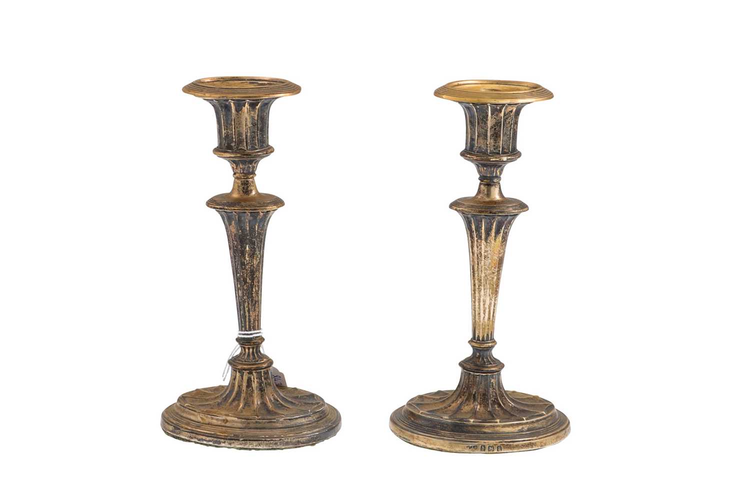 Lot 532 - A PAIR OF EDWARDIAN SILVER CANDLE STICKS, of...