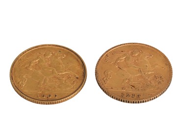 Lot 381 - TWO GOLD HALF SOVEREIGN ENGLISH COINS, 1906 VF,...