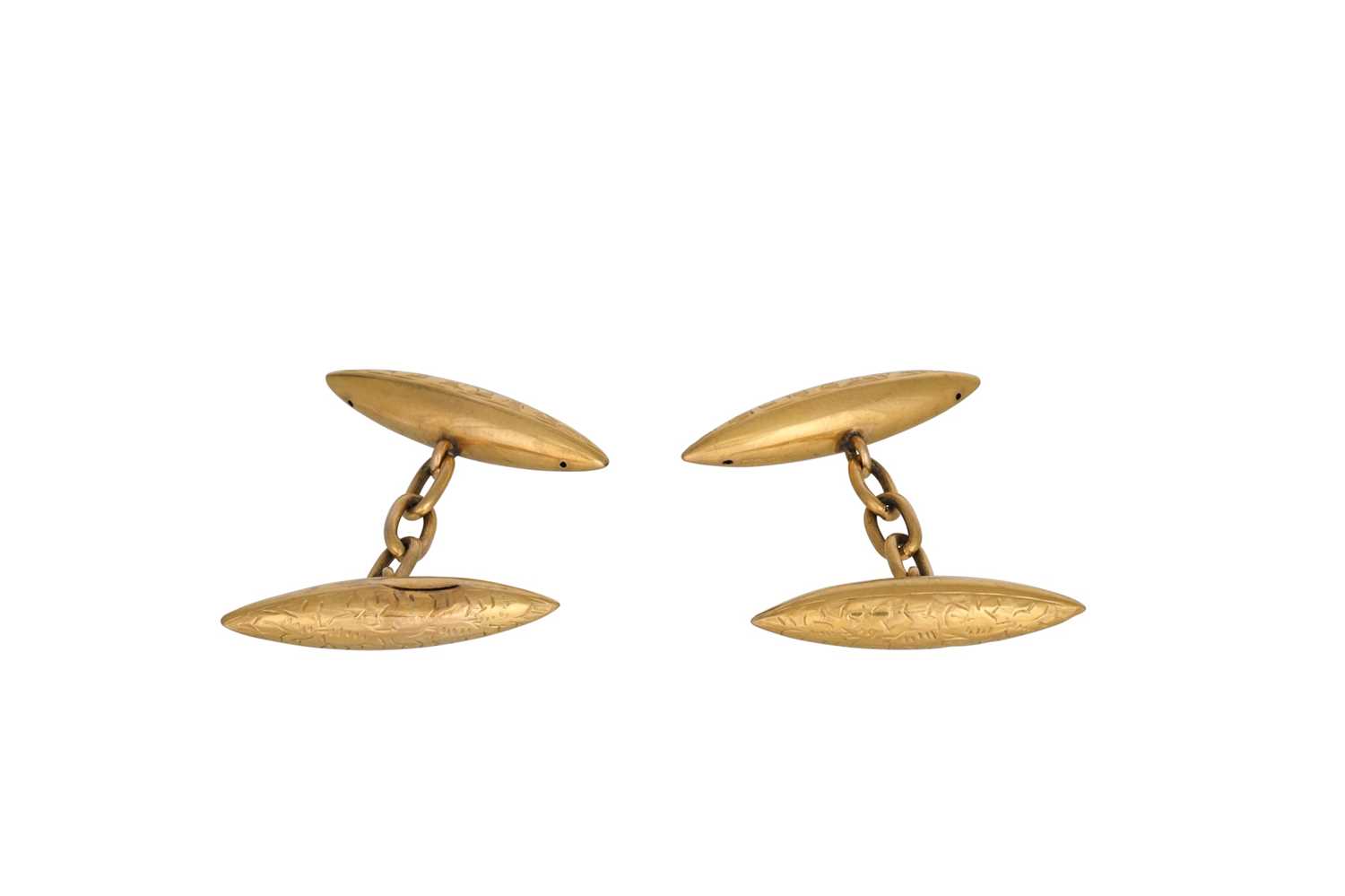 Lot 53 - A PAIR OF VICTORIAN GOLD CUFF LINKS, engraved...