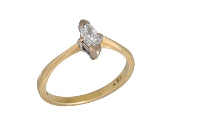 Lot 66 - A SOLITAIRE DIAMOND RING, the marquise cut...