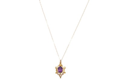 Lot 88 - A VICTORIAN GOLD, AMETHYST AND PEARL PENDANT,...