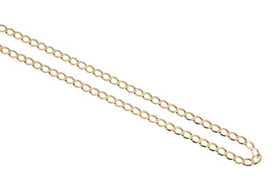 Lot 254 - A 9CT YELLOW GOLD FLAT CURB LINK NECK CHAIN,...