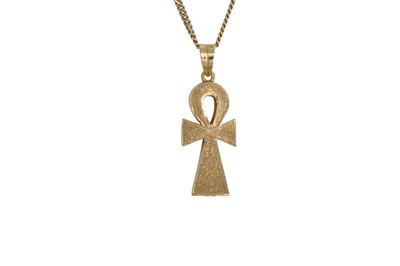Lot 206 - A 14CT GOLD PENDANT, 'modelled as an Ankh', on...