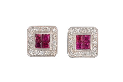 Lot 271 - A 9CT WHITE GOLD RUBY AND DIAMOND SUITE OF...