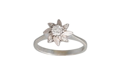 Lot 342 - A VINTAGE DIAMOND RING, modelled as a flower,...