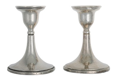 Lot 462 - A PAIR OF GEORGE V SILVER DWARF CANDLE...