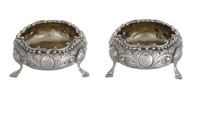 Lot 470 - A PAIR OF LATE VICTORIAN SILVER SALTS, London,...