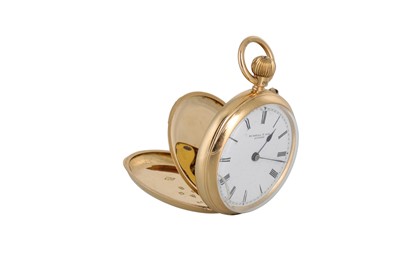 Lot 405 - AN 18CT GOLD RUSSELL & SON POCKET WATCH, white...