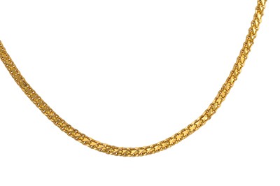 Lot 117 - A 21CT GOLD CHAIN, flat links, 10.5 g., 38 cm...
