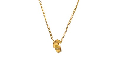 Lot 163 - A DIAMOND PENDANT, in 18ct yellow gold, two...