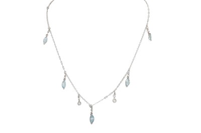 Lot 328 - AN AQUAMARINE AND DIAMOND NECKLACE, the 18ct...