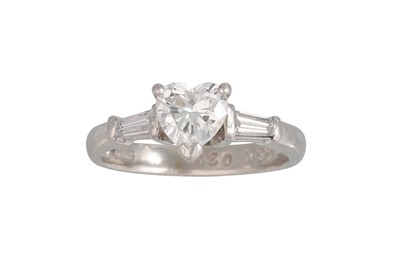 Lot 306 - A DIAMOND SOLITAIRE RING, heart shaped diamond...