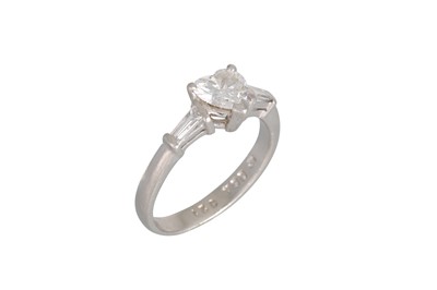 Lot 69 - A DIAMOND SOLITAIRE RING, heart shaped diamond...