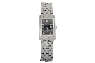 Lot 477 - A LADY'S STAINLESS STEEL LONGINES WRIST WATCH,...