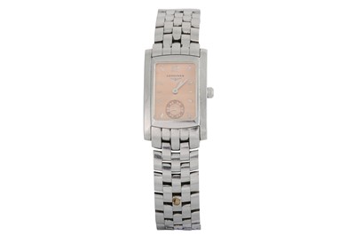 Lot 478 - A LADY'S STAINLESS STEEL LONGINES WRIST WATCH,...