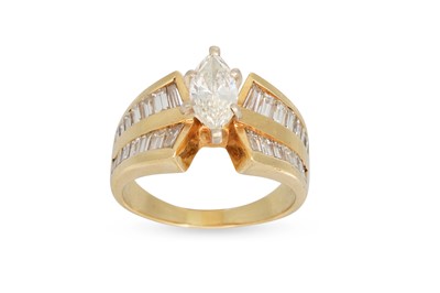 Lot 287 - A DIAMOND SET RING, the marquise cut diamond...