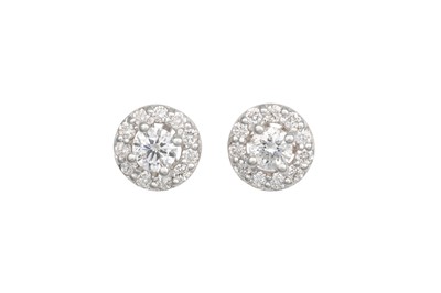Lot 205 - A PAIR OF DIAMOND CLUSTER EARRINGS, the...