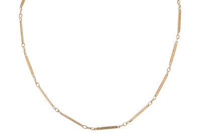 Lot 232 - A VINTAGE 14CT YELLOW GOLD BAR NECKLACE, with...