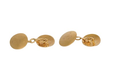 Lot 245 - A PAIR OF VINTAGE 18CT YELLOW GOLD CUFFLINKS,...