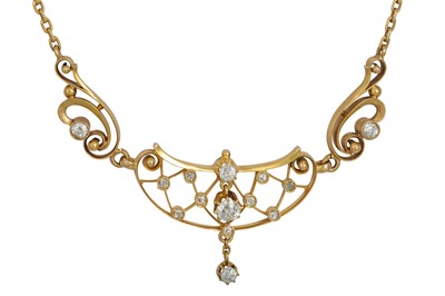 Lot 310 - AN ANTIQUE DIAMOND NECKLACE, the openwork...