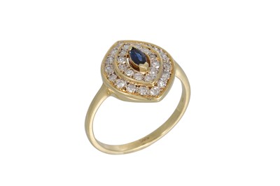 Lot 331 - A DIAMOND AND SAPPHIRE CLUSTER RING, navette...