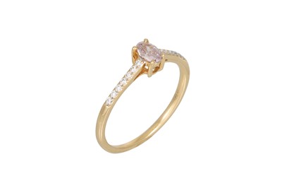 Lot 397 - A PINK DIAMOND RING, the oval stone to diamond...