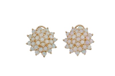 Lot 24 - A PAIR OF OPAL CLUSTER EARRINGS, of large form,...