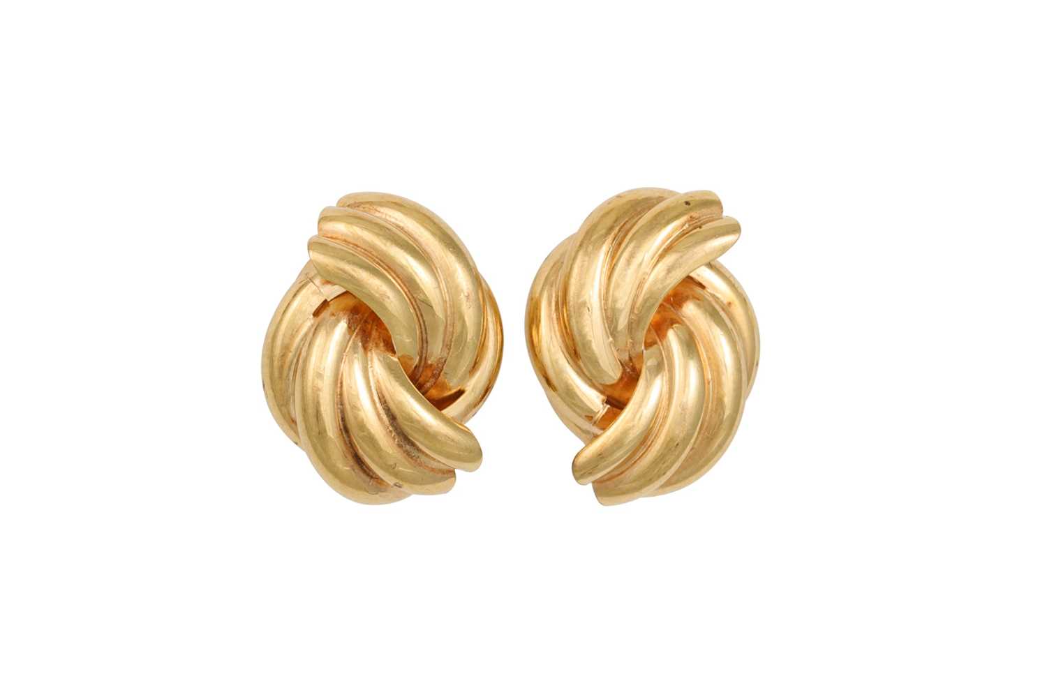 Lot 41 - A PAIR OF KNOT EARRINGS, in 9ct yellow gold