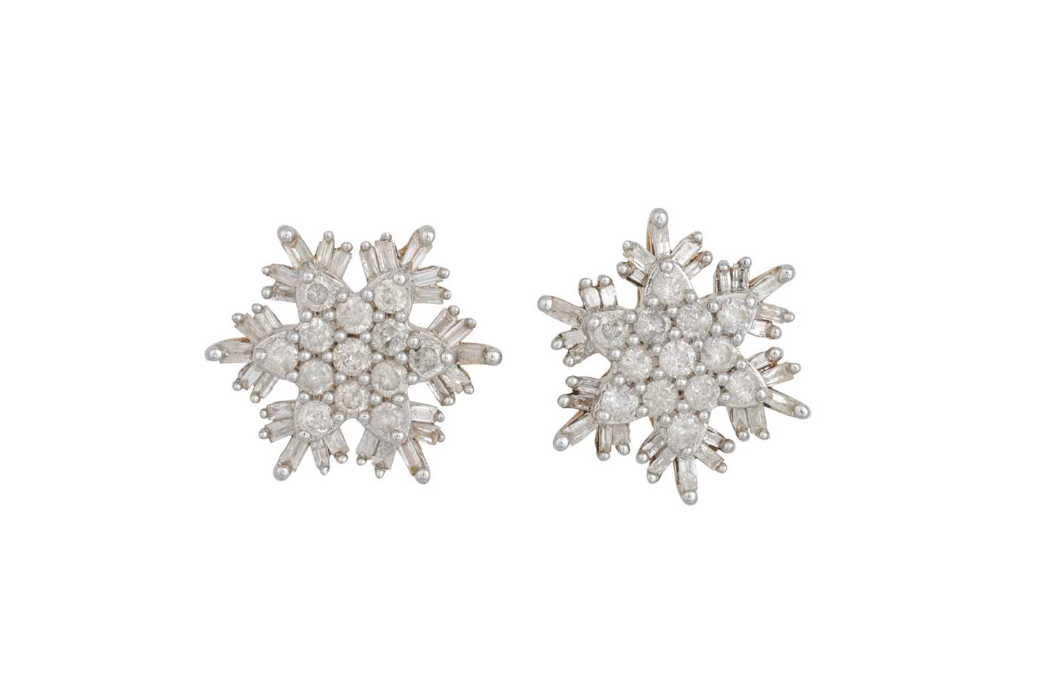 Lot 45 - A PAIR OF DIAMOND CLUSTER EARRINGS, in the...