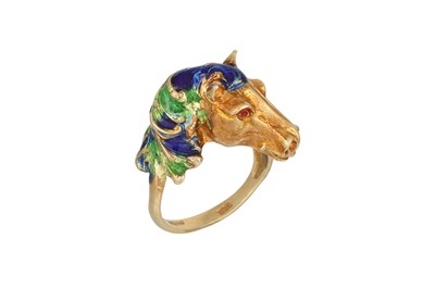 Lot 86 - AN 18CT GOLD RING, modelled as a horse head,...