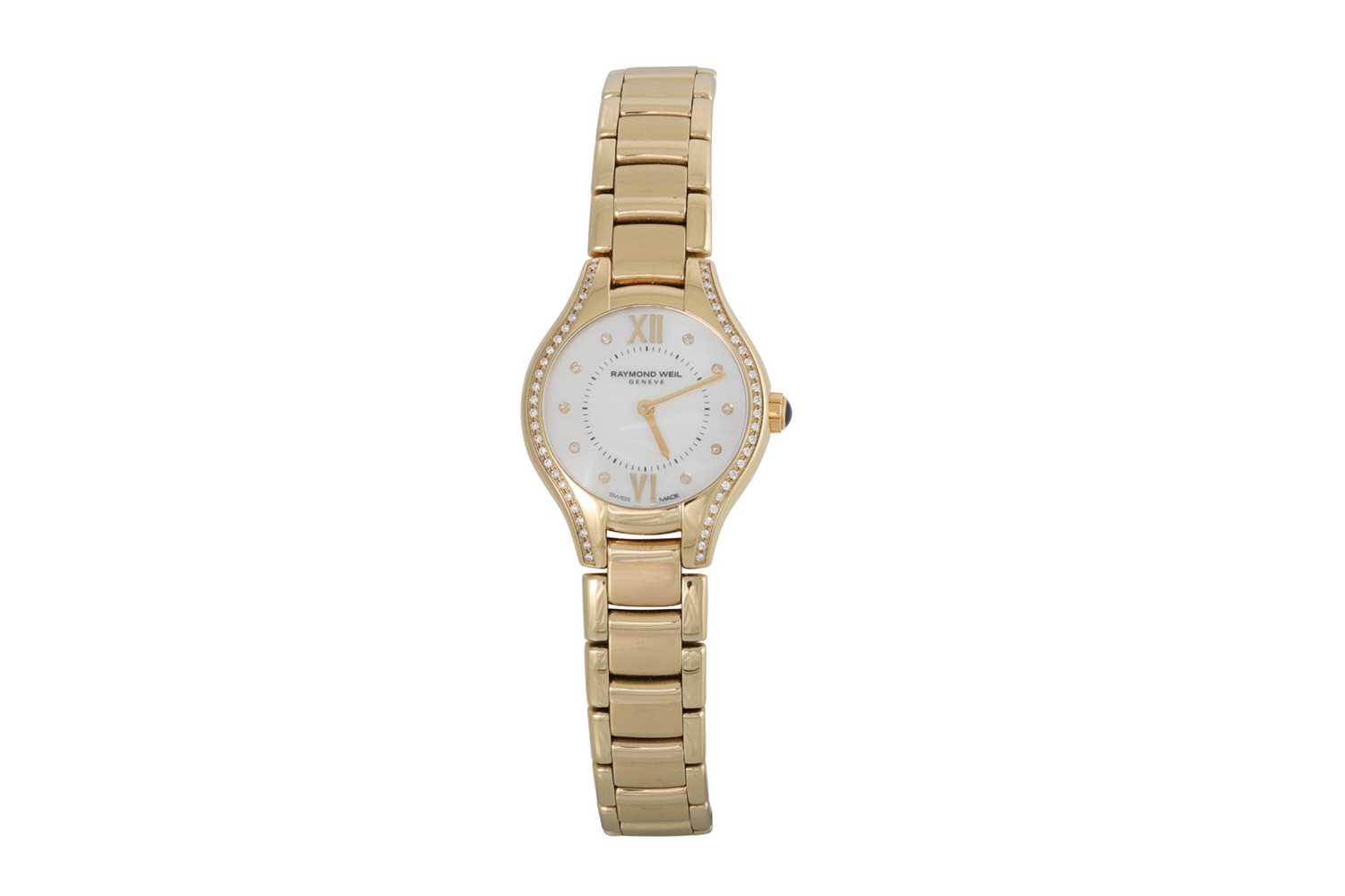 Lot 479 - A LADY'S RAYMOND WEIL WRIST WATCH, diamond...