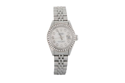 Lot 480 - A LADY'S STAINLESS STEEL ROLEX OYSTER...