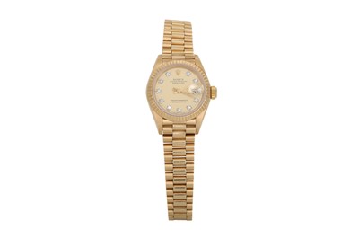 Lot 492 - A LADY'S 18CT GOLD ROLEX OYSTER PERPETUAL DATE...