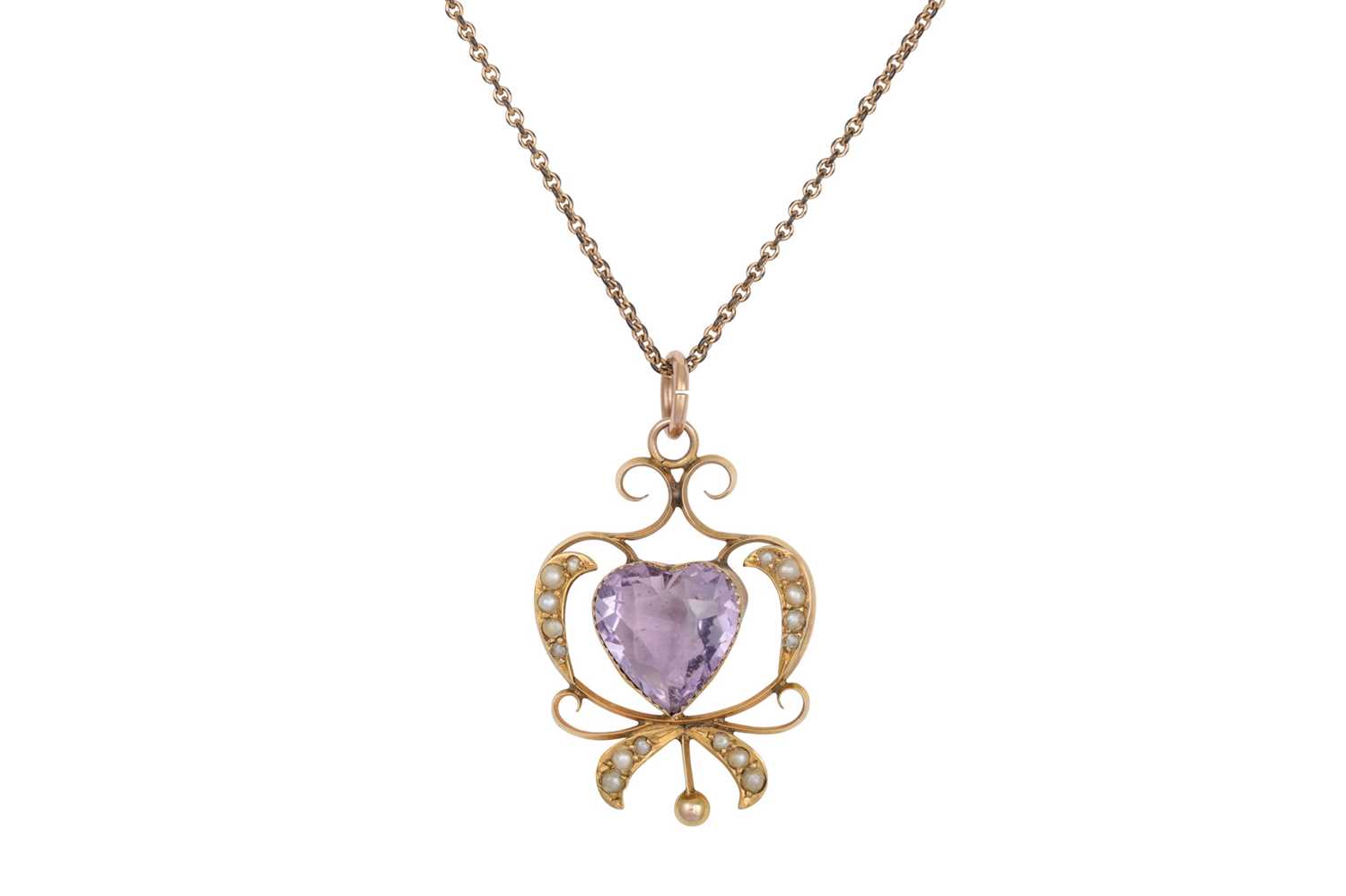 Lot 189 - A LATE VICTORIAN 9CT GOLD AMETHYST AND PEARL...