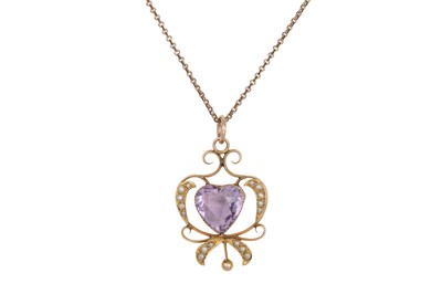 Lot 189 - A LATE VICTORIAN 9CT GOLD AMETHYST AND PEARL...
