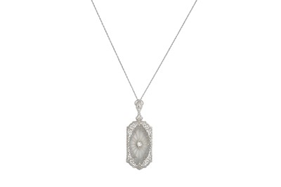 Lot 139 - A ROCK CRYSTAL AND DIAMOND PENDANT, the...