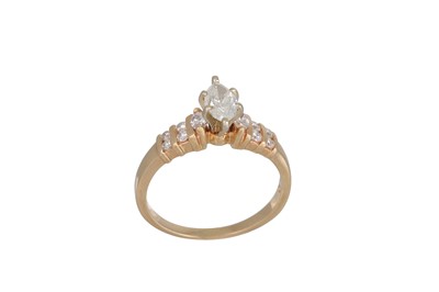 Lot 140 - A MARQUISE CUT DIAMOND SOLITAIRE RING, to...