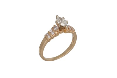 Lot 140 - A MARQUISE CUT DIAMOND SOLITAIRE RING, to...