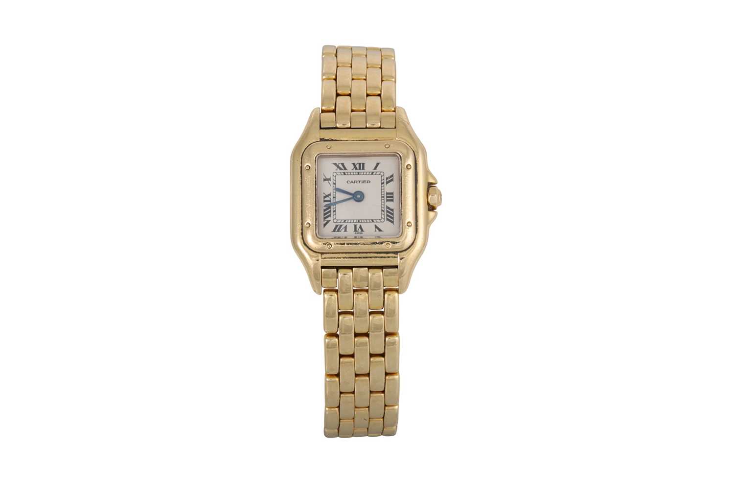 Lot 456 - A LADY'S 18CT GOLD CARTIER SANTOS WRIST WATCH,...