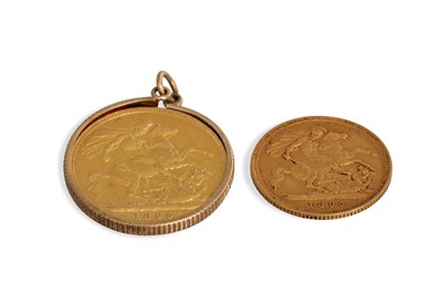 Lot 338 - A VICTORIAN GOLD FULL SOVEREIGN, together with...
