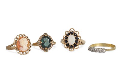 Lot 106 - A COLLECTION OF STONE SET AND CAMEO RINGS,...