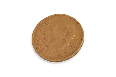 Lot 419 - A 1917 GOLD MEXICAN 10 PESO COIN, 90% gold,...