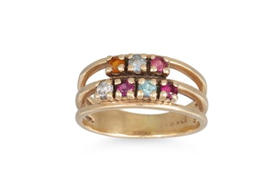 Lot 68 - A MULTI-GEM SET RING, mounted in 10ct gold,...