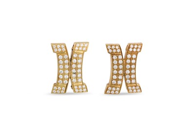 Lot 44 - A PAIR OF DIAMOND CLUSTER EARRINGS, 'M' shaped,...